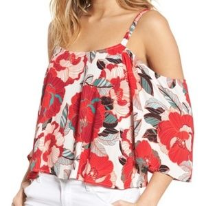 Cupcakes and Cashmere Floral Reb open shoulder top